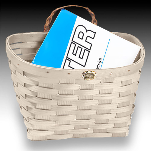 Mail Basket | Peterboro Large Mail Basket With Braided Leather Handle