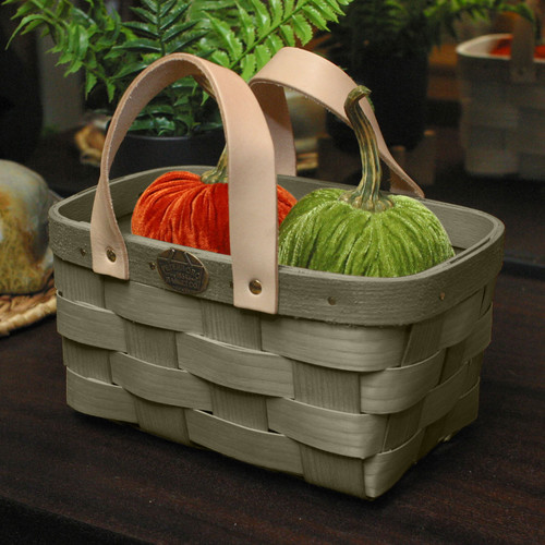 Countertop Tote | Peterboro Leather Handled Wooden Caddy Basket