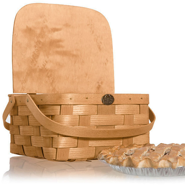 Pie Basket  Peterboro Two-Pie Basket with Solid Lid and Tray