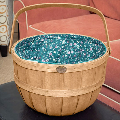 Peterboro Oxford Basket with Green Floral Quilted Fabric Liner