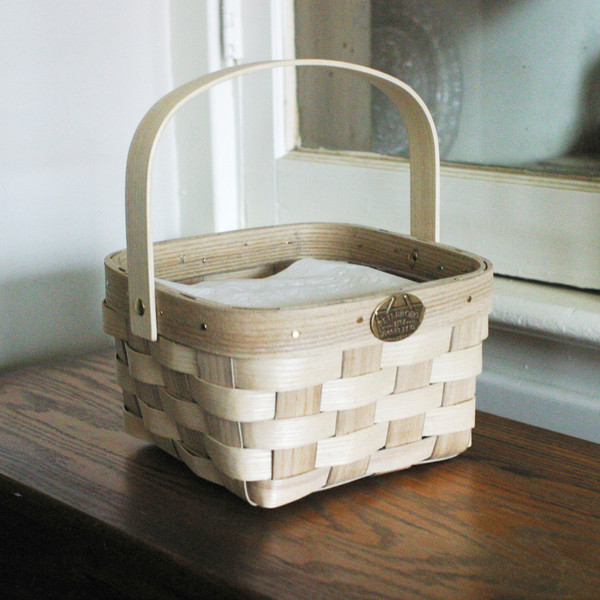 Miniature Swing Handle Basket - hand crafted of brown ash