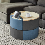 This image depicts a modern living room with a modular ottoman storage system serving as the focal point. The ottoman features clean lines and a sleek design, perfectly complementing the room’s modern aesthetic. Its modular design allows for flexible configuration, making it adaptable to various needs and spaces. The ottoman's storage capabilities are highlighted through its open compartments and lift-top lid, showcasing its functionality as a practical piece of furniture. The image effectively conveys the storage ottoman's versatility, suitability for various rooms like bedrooms, living rooms, and even office spaces, and its ability to enhance the modern feel of any environment.