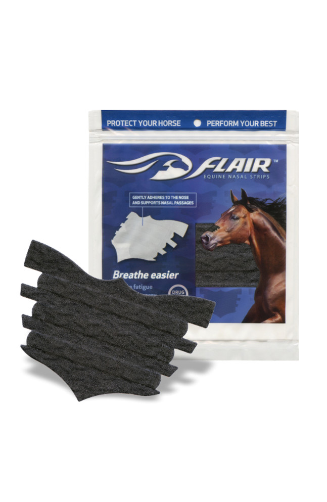 Black FLAIR Equine Nasal Strip and Package