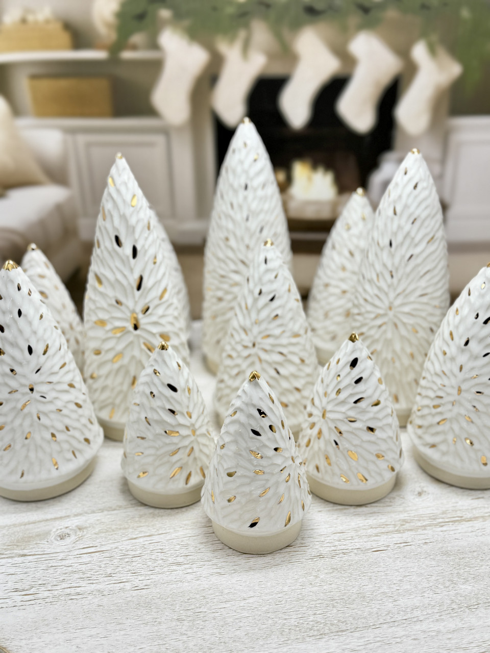 Carved White & Gold Trees