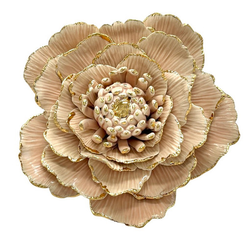 Flowers in pottery with gold rim by Juniper & Lark Ceramics