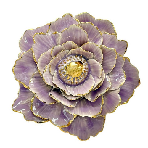 Flowers in pottery with gold rim by Juniper & Lark Ceramics