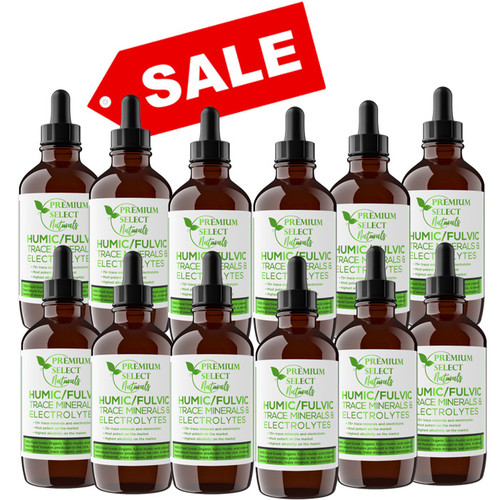 Picture shows 12 bottles of Premium Select Humic Fulvic as bulk sale.