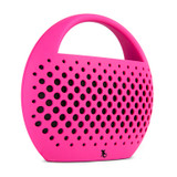 Pink wireless Bluetooth speaker with inbuilt carry handle left view