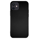 Back of black flexible case for iPhone 12 mini with slim fit, soft touch finish and microfibre lining
