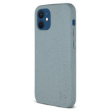 Back of pale blue case for iPhone 12 mini made from scratch resistant, flexible, sustainable, plastic free wheat fibre facing left
