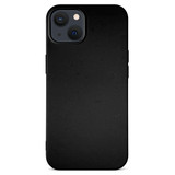 Back of black flexible case for iPhone 13 with slim fit, soft touch finish and microfibre lining