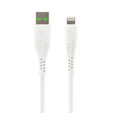 White 1.5m braided USB to Lightning iPhone charging cable with flexible strain relief