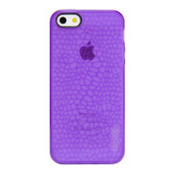 Back view of purple flexible translucent TPU glow in the dark case for iPhone 5, iPhone 5s and iPhone SE with scale pattern detail