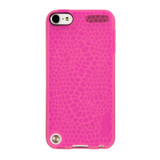 Back view of pink flexible translucent TPU glow in the dark case for 5th generation iPod touch with scale pattern detail