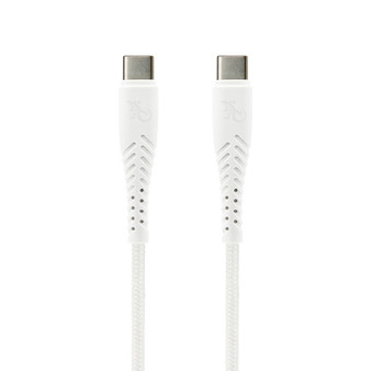 USB-C to USB-C cable - 1.5m white braided cable with flexible strain relief