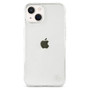 Back of clear flexible TPU case for iPhone 13 with shock resistant bumper edges