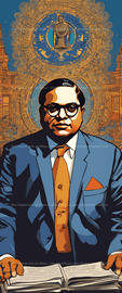 An artistic representationentation of Dr. Ambedkar surrounDynamic esrgan   10153