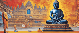 Buddha crafting the buddhist religion against a visual esrgan   10184