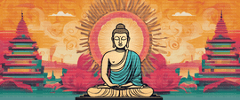 Buddha crafting the buddhist religion against a visual esrgan   10186