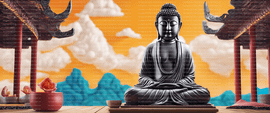 Buddha crafting the buddhist religion against a visual esrgan   10187