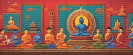 Buddha crafting the buddhist religion against a visual esrgan   10189