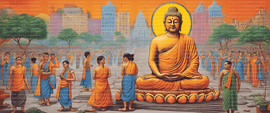 Buddha crafting the buddhist religion against a visual esrgan   10193