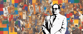 Dr. Ambedkar's image overlaid with abstract representation esrgan   10212