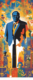 Dr. Ambedkar's silhouette adorned with symbols of esrgan   10220