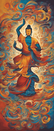 Samsara's Dance   Depict Buddha in a dynamic pose esrgan   10340
