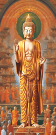 standing buddhu preaching different people in India esrgan     10385
