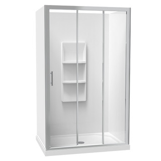 LUNA SHOWER ENCLOSURE 900 X 1200MM RECTANGLE 3 SIDED MOULDED WALL BRIGHT