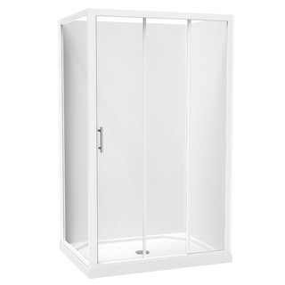 LUNA SHOWER ENCLOSURE 1200 X 900MM RECTANGLE 2 SIDED FLAT WALL WHITE