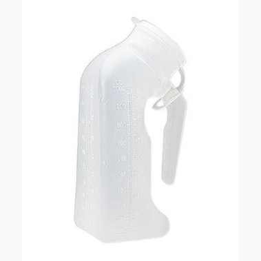 Male Urinal Medegen 1 Quart With Cover Single Patient Use URINAL, W/LID CLR (50/CS)