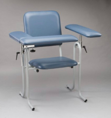 Blood Drawing Chair 1 Straight Arm / 1 Flip Up Arm Blue