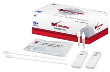 Clarity COVID-19 Antigen Rapid Test Kits, Includes: (25) Tests, (25) NP Swabs, (25) Buffers, Package Insert, QSG, (1) Negative Control, and (1) Positive Control/kt