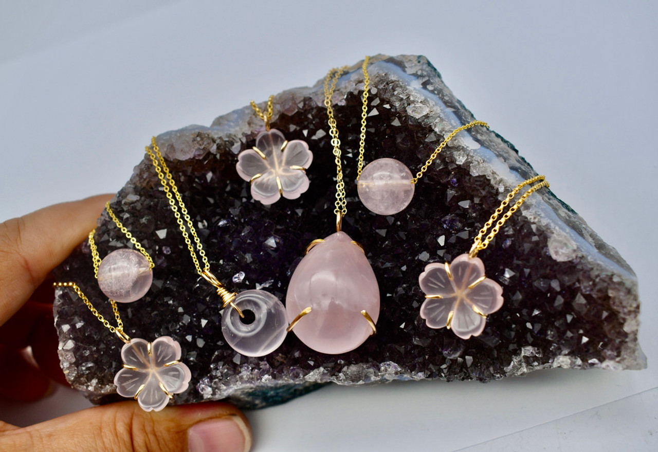 Rose Quartz Tear Necklace :: see more colors - Bahgsu Jewels