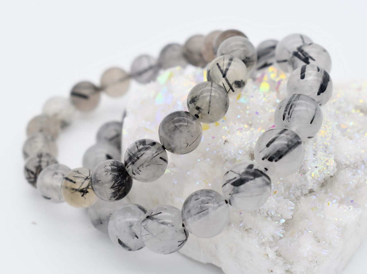 Tourmalinated Quartz Crystal Bracelet, Shop Tourmalinated Quartz Bracelets  at Energy Muse