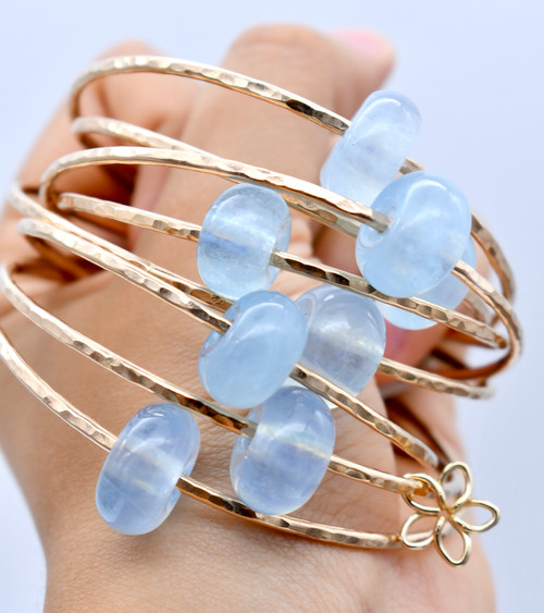 14kgf Aquamarine Bangle