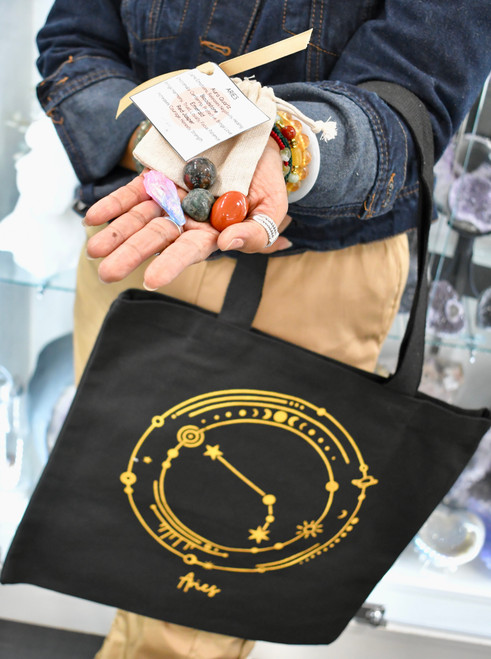Horoscope Tote Bag & Crystal Pouch Set
