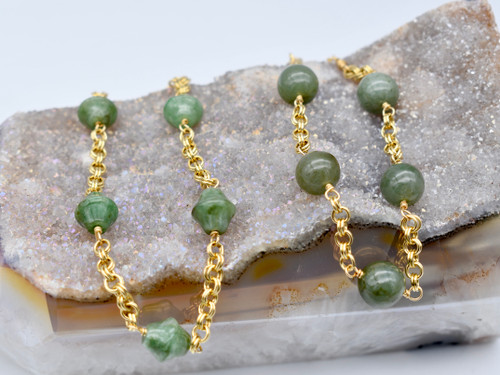 14kgf Jade Thick Chain Bracelet