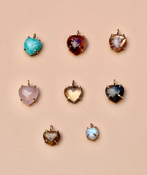 14kgf Pronged Gemstone Heart Necklace