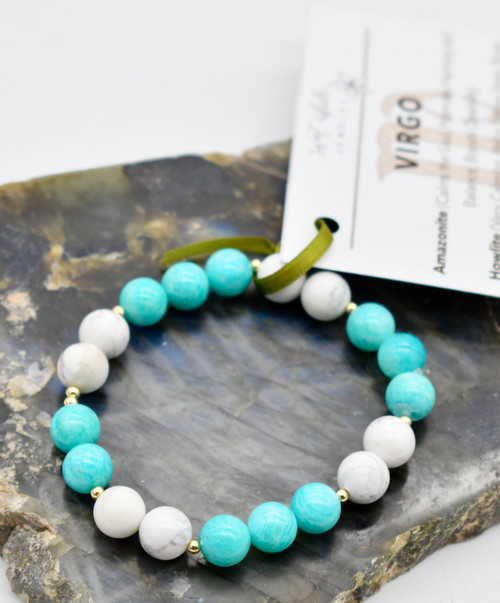 Virgo Stretch Bracelet, Amazonite and Howlite