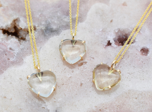 14kgf Clear Quartz Heart Necklace