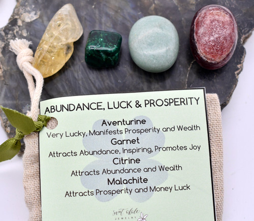 Abundance, Luck and Prosperity Crystal Pouch Set