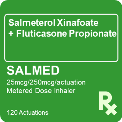 Salmed 25mcg / 250mcg / Actuation Metered Dose Inhaler 120 Actuations