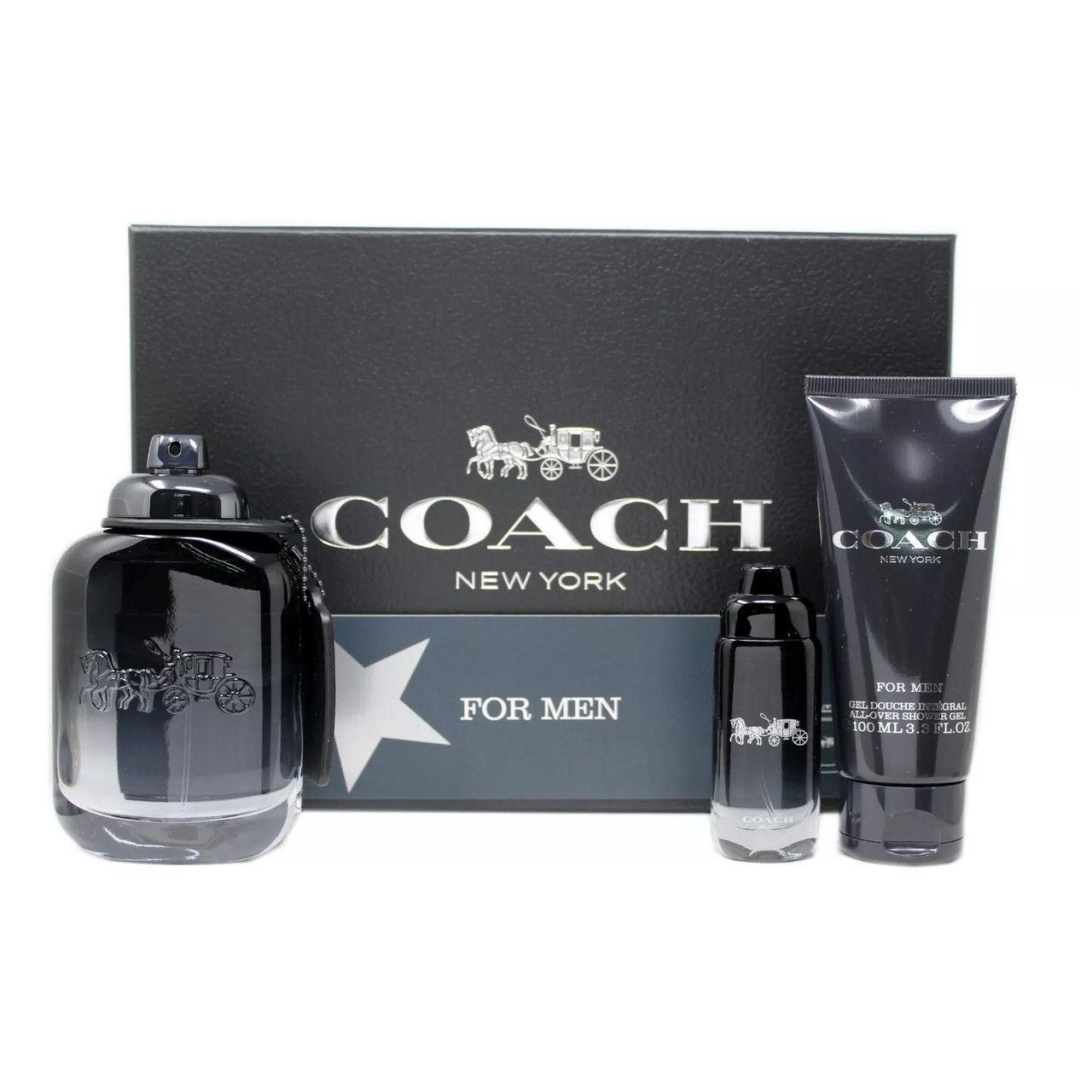 COACH NEW YORK 3 PCS SET FOR MEN: 3.3 EAU DE TOILETTE SPRAY + 0.5