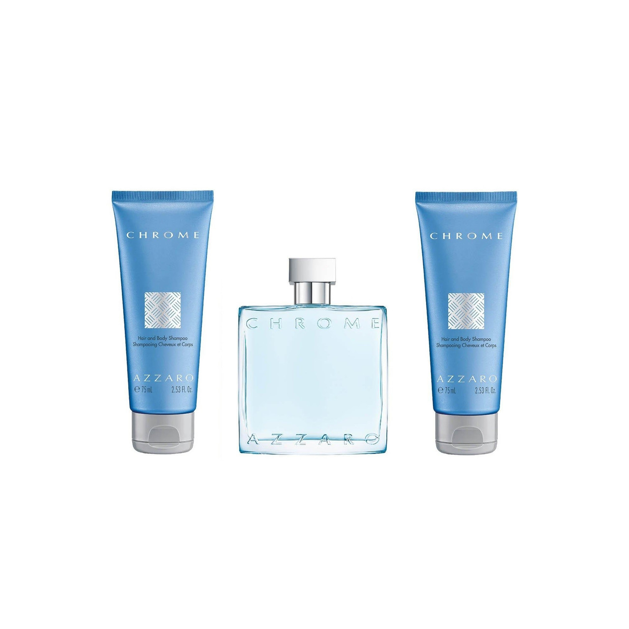 AZZARO CHROME 3 PCS SET FOR MEN: 3.3 EAU DE TOILETTE SPRAY + 2