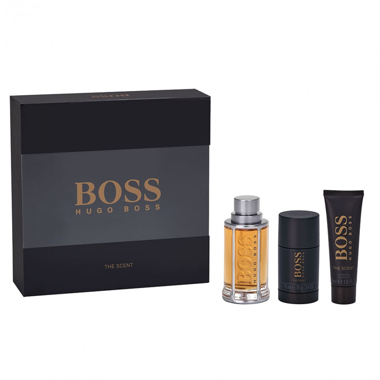 HUGO BOSS THE SCENT 3 PCS SET 3.4 EDT SP 1.6 SHOWER GEL 2.4