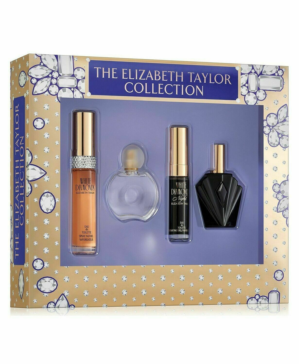 ELIZABETH TAYLOR 4 PCS SET FOR WOMEN: WHITE DIAMONDS 0.5 OZ EAU DE ...