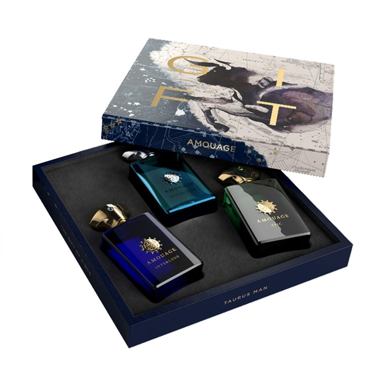 AMOUAGE TAURUS 3 X 3.4 EAU DE PARFUM SET FOR MEN INTERLUDE